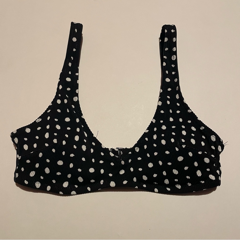 black and white polka dot bikini top from aerie